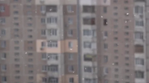 The falling snow outside the window. Stock Footage 83131525
