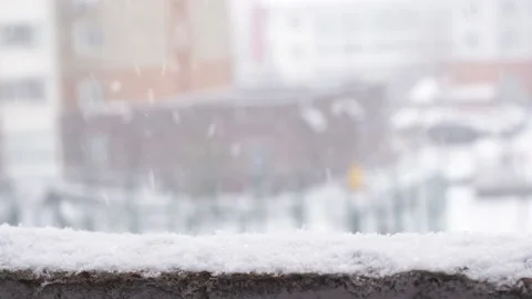Falling snow outside in winter. Stock Footage 146483438