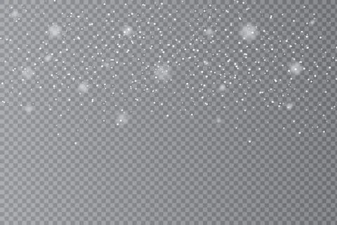 Falling Snow Overlay Background. Snowfall Winter Christmas Background. Vector Stock Illustration