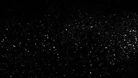Falling snow particles isolated on black background Stock Footage 125765346