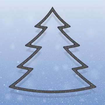 Falling snow. Silver Sequins. Christmas tree. Stock Illustration