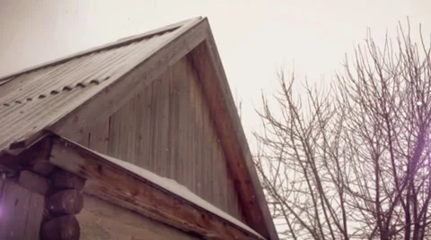 Falling Snow in slow motion WARM Video stock 30038895