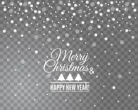 Falling snow on a transparent background. Abstract snowflake background for y Stock Illustration