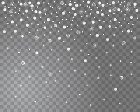 Falling snow on a transparent background. Abstract snowflake background for y Stock Illustration