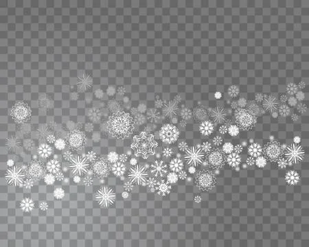 Falling snow on a transparent background. Abstract snowflake background for y Stock Illustration