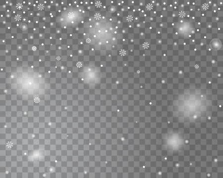Falling snow on a transparent background. Abstract snow background for your M Illustrazione stock