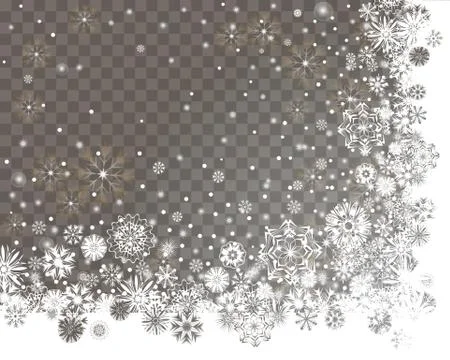 Falling snow on a transparent background. Abstract snow background for your M Stock Illustration