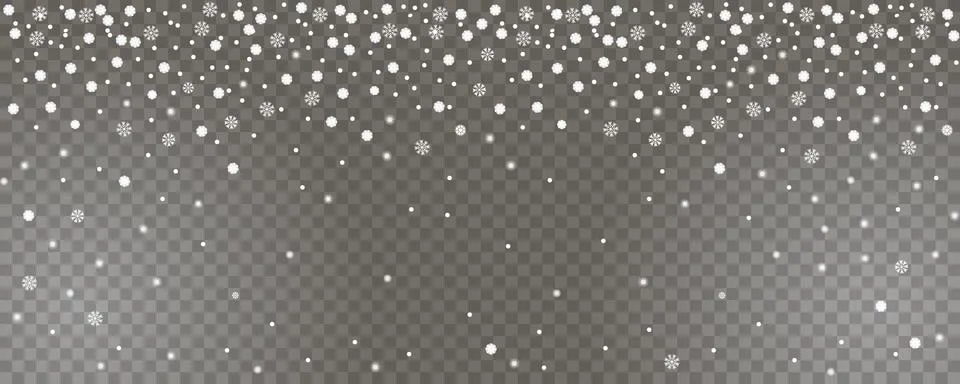Falling snow on a transparent background. Abstract snow background for your M Stock Illustration