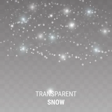 Falling snow on a transparent background Stock Illustration