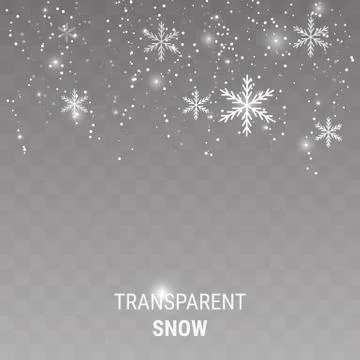 Falling snow on a transparent background Stock Illustration