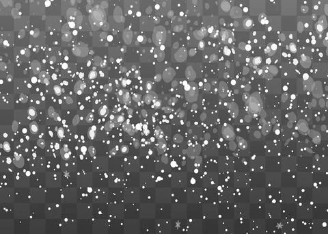 Falling snow on a transparent background. Snow clouds or shrouds. Fog, snowfall Stock Illustration