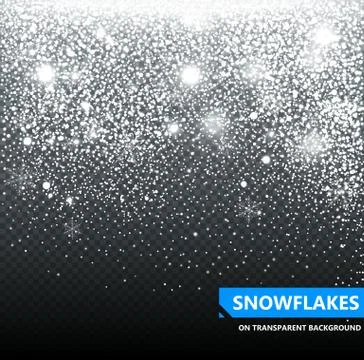 The falling snow on a transparent background. Snowfall Stock Illustration