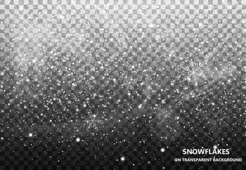 The falling snow on a transparent background. Snowfall Stock Illustration