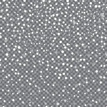 Falling snow on transparent background. Vector illustration with snowflakes. Stock Illustration