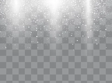 Falling snow on a transparent background. Vector illustration. Stock Illustration