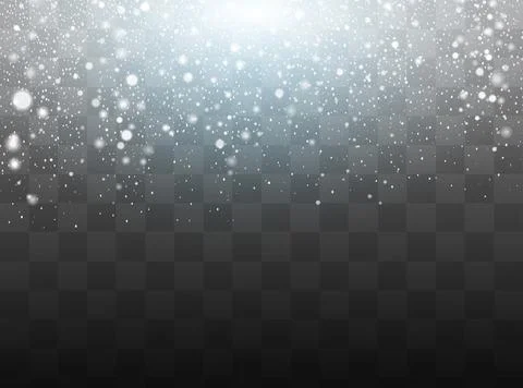 Falling snow on a transparent background. Vector illustration. Stock Illustration