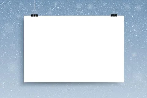 Falling snow vector. Mockup. White sheet. Stock Illustration