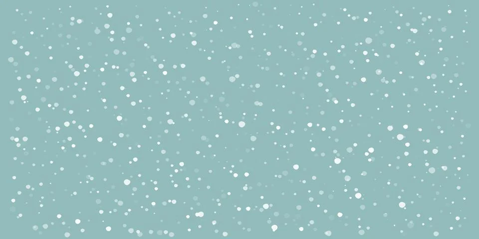 Falling Snow Winter Background, White Circles, Teal, Design, Texture, Pattern Stock Illustration