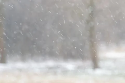 Falling snow, wintertime bokeh Stock Photos