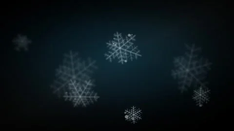 Falling Snowflake Drift Loop - Dark Blue Winter Holiday Backdrop Video stock 341955755