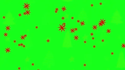 Falling snowflake icons with christmas tree symbols seamless loop on green scree Stock Footage 316374780