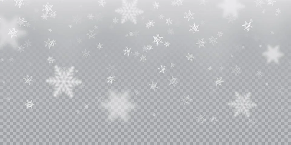 Falling snowflake pattern background of white cold snowfall overlay texture i Stock Illustration