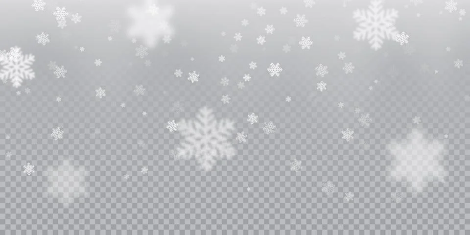Falling snowflake pattern background of white cold snowfall overlay texture i Stock Illustration