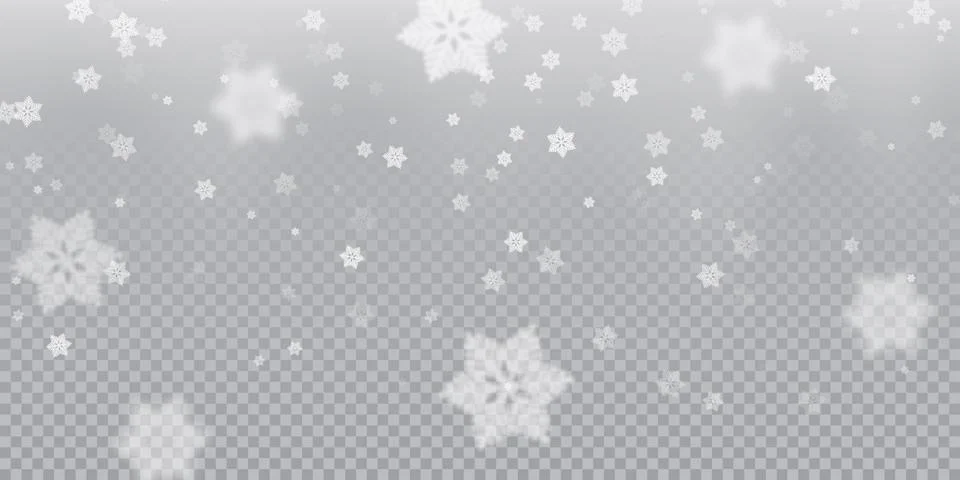 Falling snowflake pattern background of white cold snowfall overlay texture i Stock Illustration