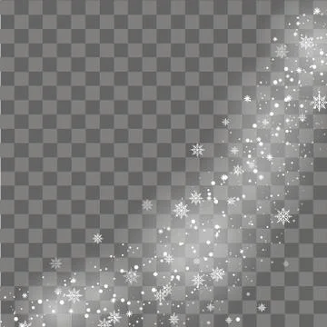 Falling snowflake on transparent background. Winter background. Vector. Stock Illustration