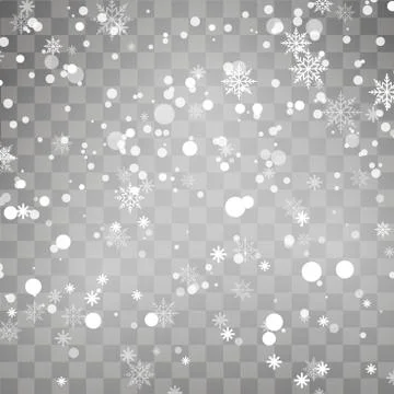 Falling snowflake on transparent background. Winter background. Vector. Stock Illustration