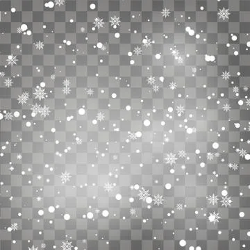 Falling snowflake on transparent background. Winter background. Vector. Stock Illustration