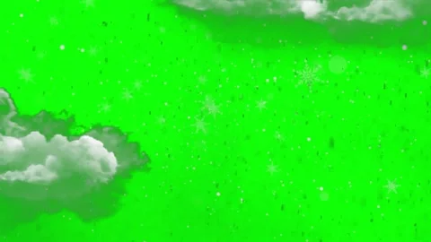Falling snowflakes against green screen background with realistic clouds Stock Footage 340942492