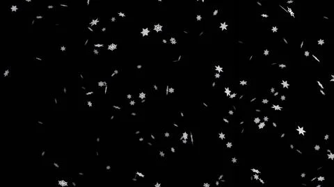 Falling snowflakes on black background. Snowfall on black background. Stock Illustration