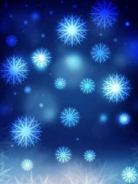 Falling snowflakes on blue background Stock Illustration