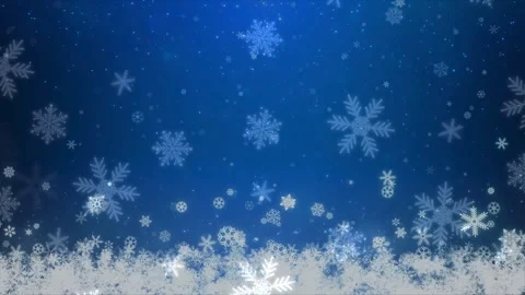 Falling Snowflakes on Blue Background Winter Scene Stock Footage 335830638