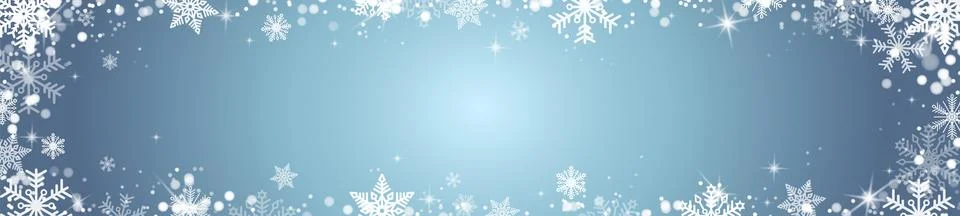 Falling snowflakes on a blue gradient background. Stock Illustration
