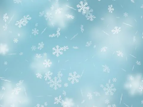 Falling snowflakes with blur effect. Illustrazione stock