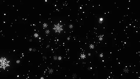 Falling Snowflakes on Dark Background Seamless Winter Video Loop Stock Footage 302238958