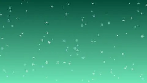 Falling snowflakes on a green gradient background illustration Stock Illustration