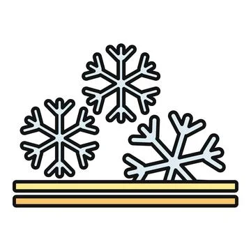 Falling snowflakes landing on cold ground icon Stock Illustration