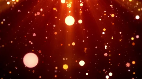 Falling snowflakes particles and shiny lights on christmas red background loop Stock Footage 214829743