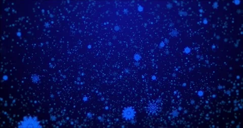 Falling Snowflakes Particles On Dark Blue Background Stock Footage 131236556