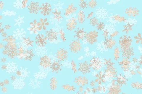 Falling snowflakes pattern on blue background Stock Photos