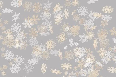 Falling snowflakes pattern on grey background Stock Illustration