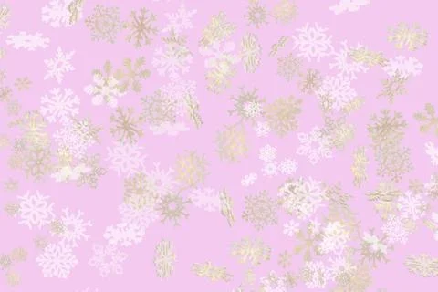 Falling snowflakes pattern on pink background Stock Illustration