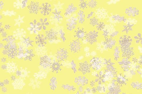 Falling snowflakes pattern on yellow background Stock Illustration