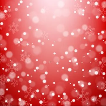 Falling Snowflakes on Red Background, Vector Illustration Stock Illustration