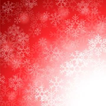 Falling Snowflakes on Red Background, Vector Illustration Stock Illustration