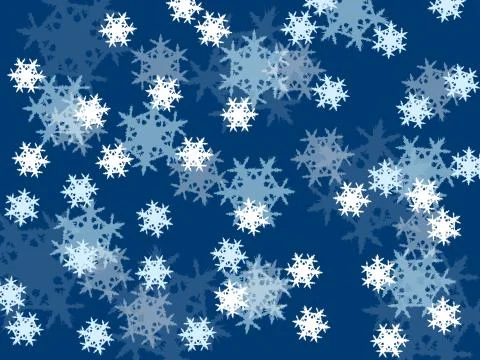 Falling snowflakes, small and large on a blue background Stock Illustration