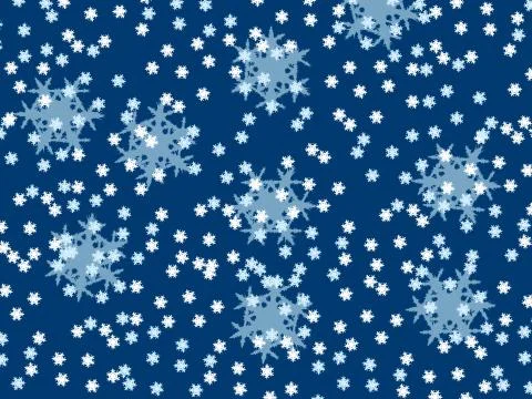 Falling snowflakes, small and large on a blue background Stock-Illustration